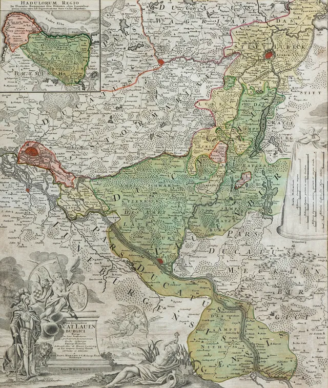 JOHANN BAPTISTA HOMANN (1664-1724). Typus geographicus Ducat(us) Lauenburgici Novus in suas Praefecturas.