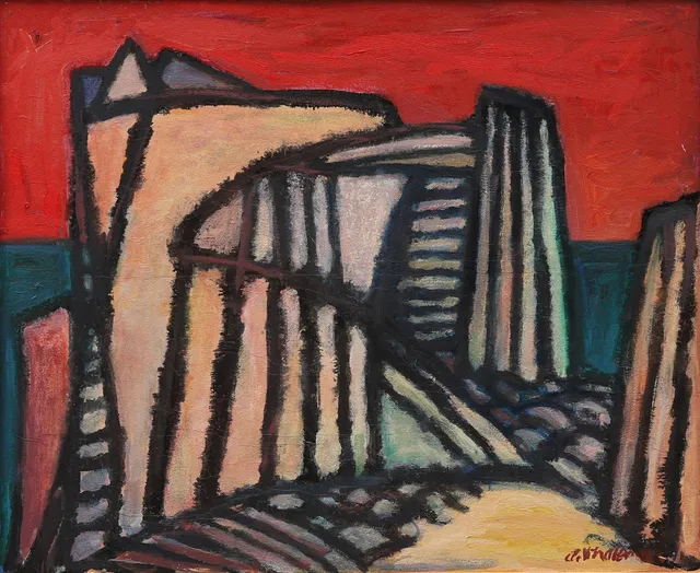ARNO VIHALEMM (ESTLAND 1911-1990). "Per Albins fästning vid Östersjön", signerad.