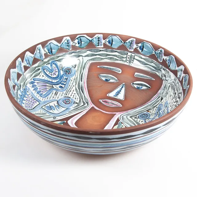 JANE WÅHLSTEDT. För Jani keramik. PRAKTSKÅL. 47,5 cm i diameter.