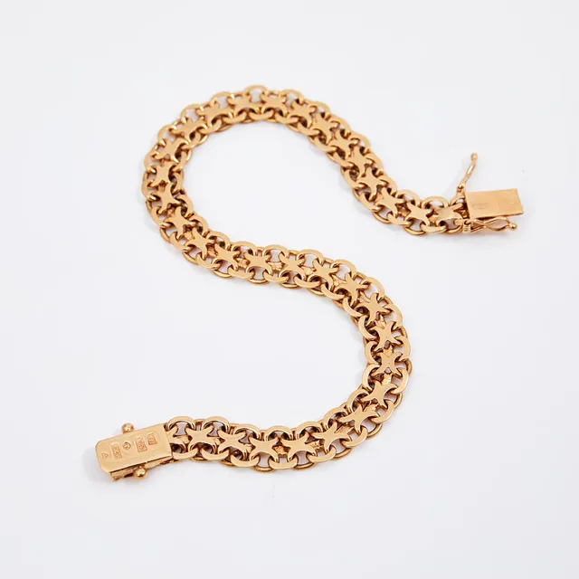 ARMBAND, 18 k guld, X-länk, N S E Guldvaru Aktiebolag, Köping, 1966.