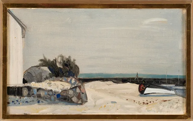 JÜRGEN VON KONOW. Strand i Holland, olja på duk, signerad och daterad V. Konow 1953.