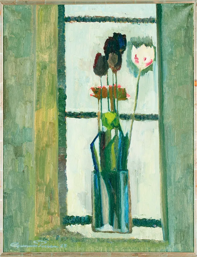 GUNNAR PERSSON (1908-1975). "Blommor i fönstret".