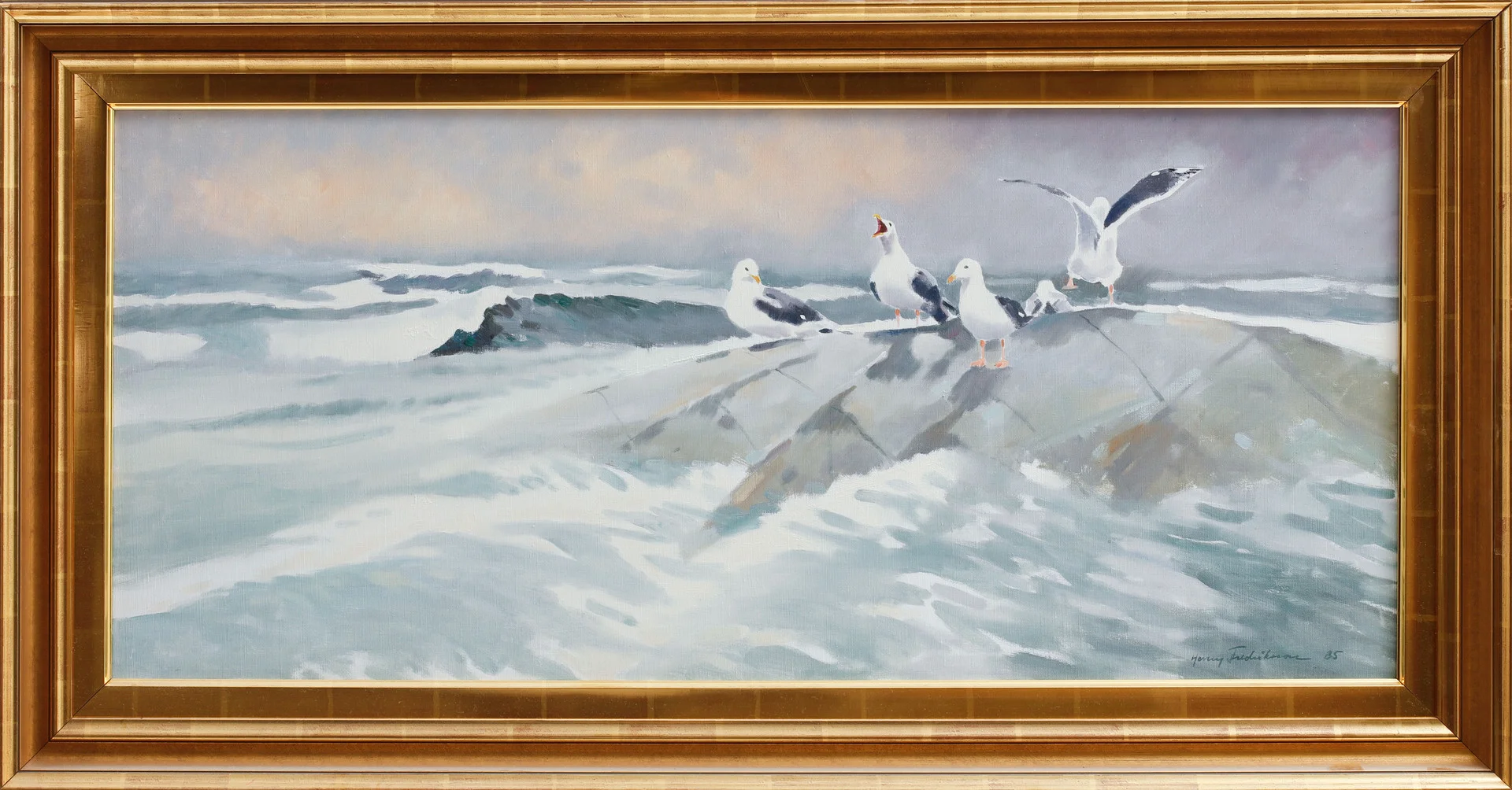 HENRY FREDRIKSSON. Fåglar på kobbe, olja på duk, signerad och daterad 85. — Paintings — Göteborgs Auktionsverk