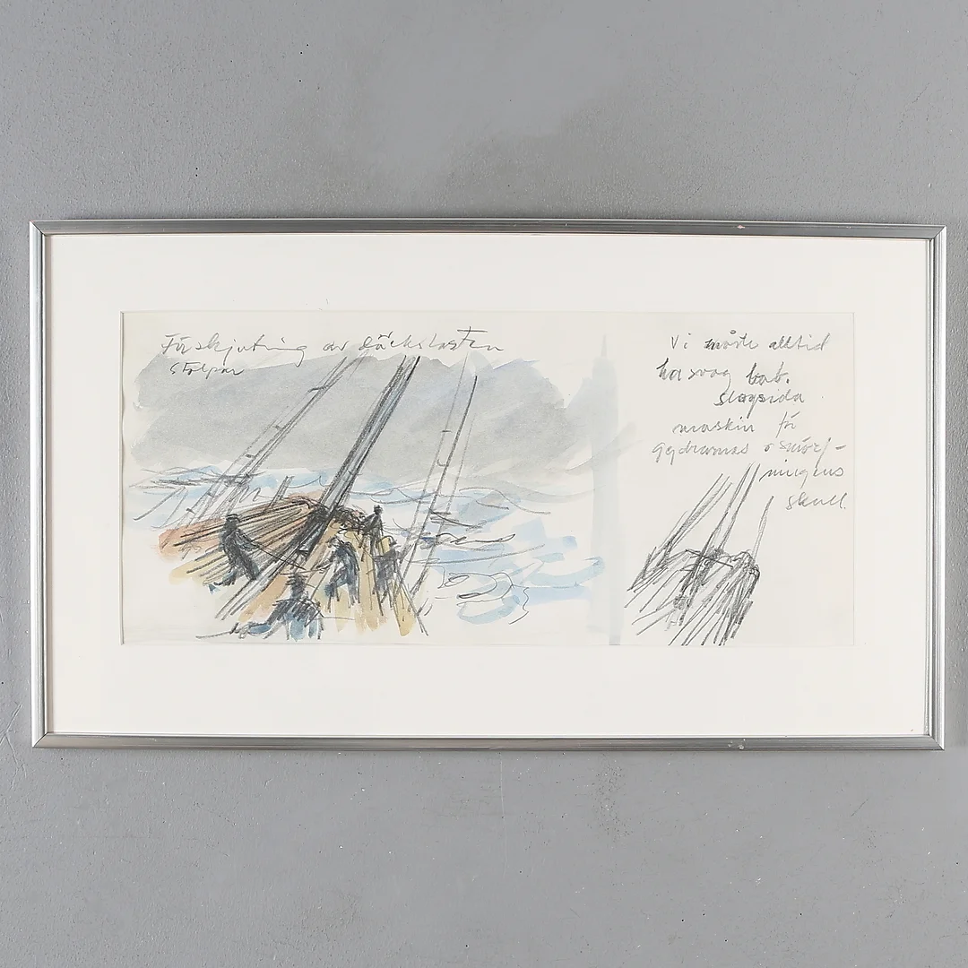 GÖSTA WERNER. akvarell med blyerts. — Paintings — Auktionshuset Kolonn