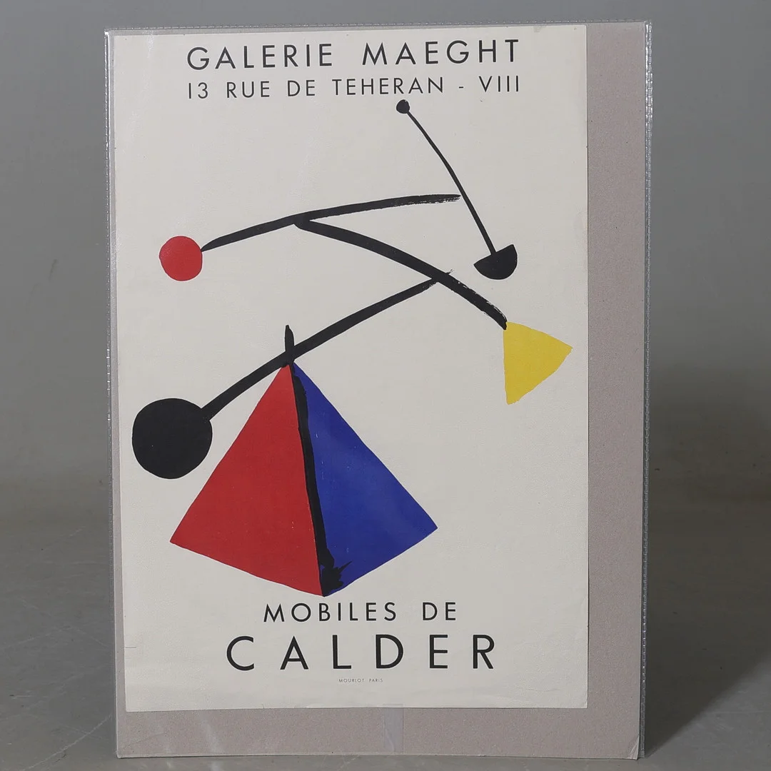 ALEXANDER CALDER. Utställningsaffisch, "Mobiles de Calder", Galerie Maeght, Mourlot, Paris, 1954. — Engravings & Prints — Gomér & Andersson Nyköping