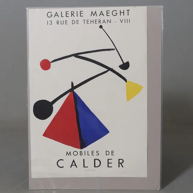 ALEXANDER CALDER. Utställningsaffisch, "Mobiles de Calder", Galerie Maeght, Mourlot, Paris, 1954.
