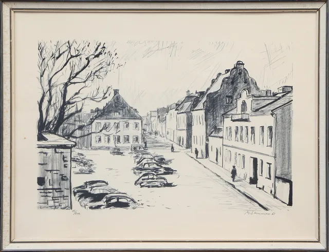 OIDENTIFIERAD KONSTNÄR. LITO, signerad M Stenman, 1961.
