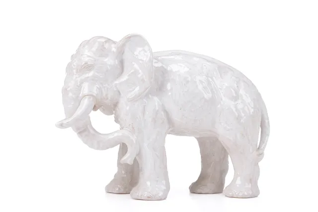 Gertrud Kudielka. White glazed ceramic figurine in the shape of an elephant.