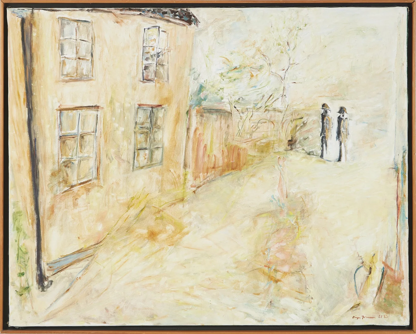 BIRGER JONASSON (1938-2025). Gatuvy med vandrare, olja på duk, signerad. — Paintings — Stockholms Auktionsverk Magasin 5