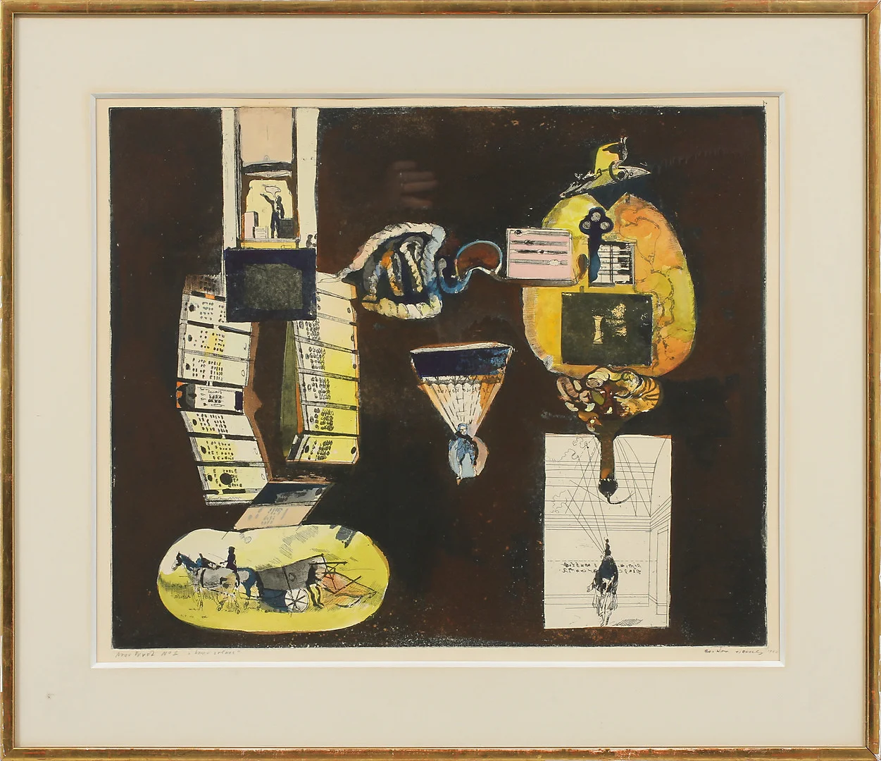 ENDRE NEMES. "Homo volans", kolorerad etsning, signerad och daterad 1968. — Engravings & Prints — Göteborgs Auktionsverk