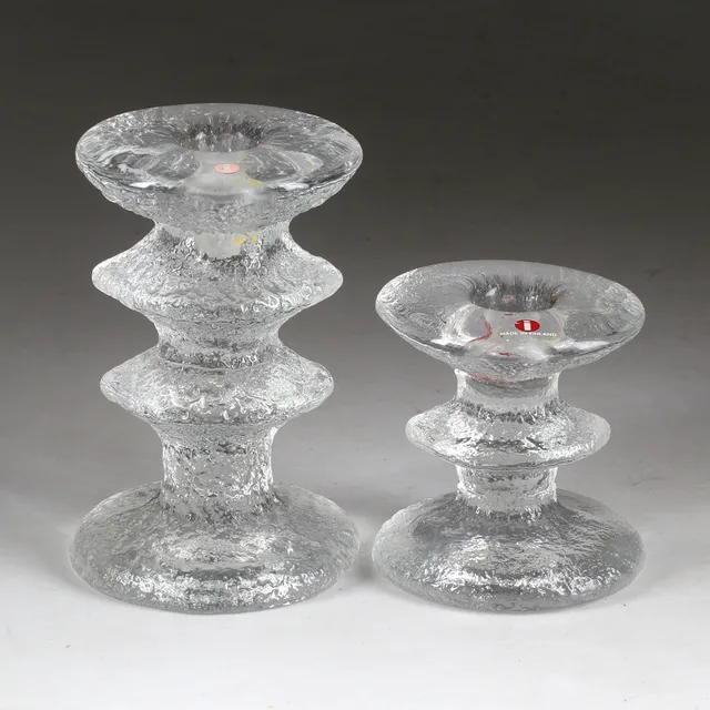 TIMO SARPANEVA. Ljusstakar, 2 st, glas, "Festivo", Iittala, Finland.
