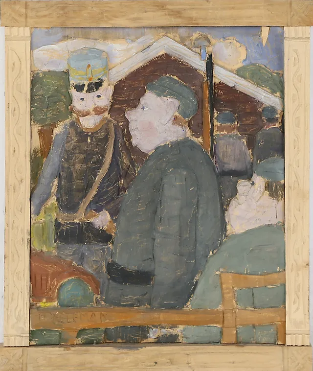 HELMER TELEMAN. RELIEF, trä, signerad, 1900-tal.