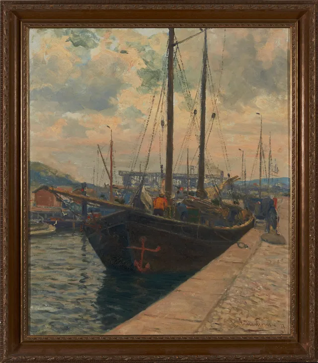 From, Einar — "Fra Akerselven, brygge tæt ved Nylands verft" 1917