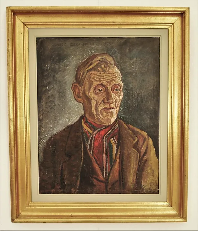 GABRIEL STRANDBERG. NILS PETTER NORRLÄNNING, OLJA PÅ PANNÅ, SIGNERAD OCH DATERAD 1909.