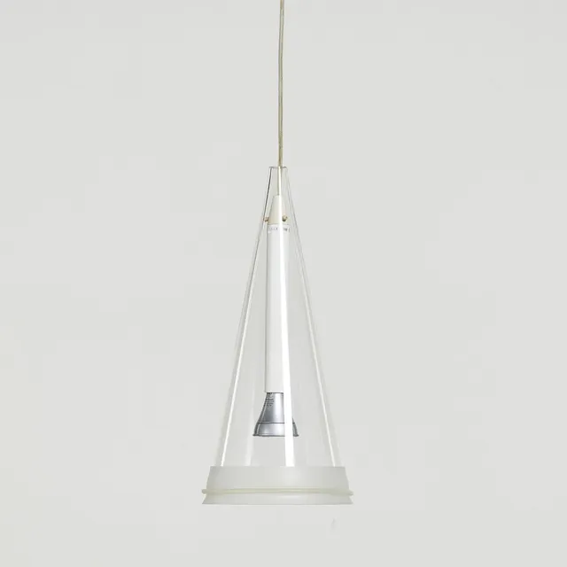 ACHILLE CASTIGLIONI. Taklampa, "Fuscia", för Flos, samtida, härdat glas samt stål.