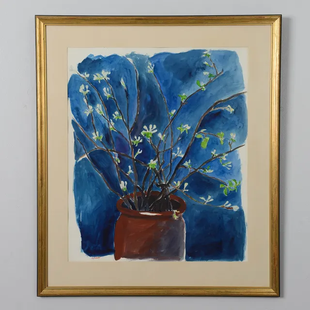 LENNART GRAM. Blomsterstilleben, akvarell, signerad.