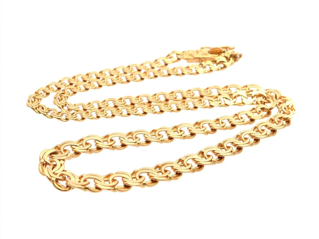 COLLIER, 18K guld, doserad bismarcklänk, längd 42 cm, vikt 19 g. — Smycken/Collier — Kaplans