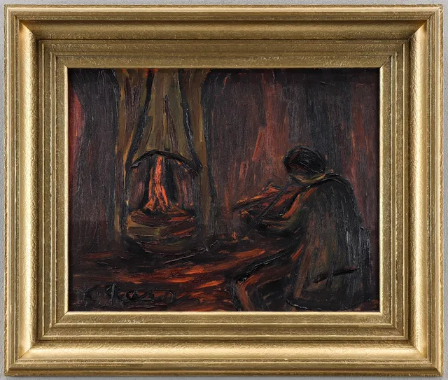 KARL RAGNAR JOHANNESSON. Olja på pannå, signerad.