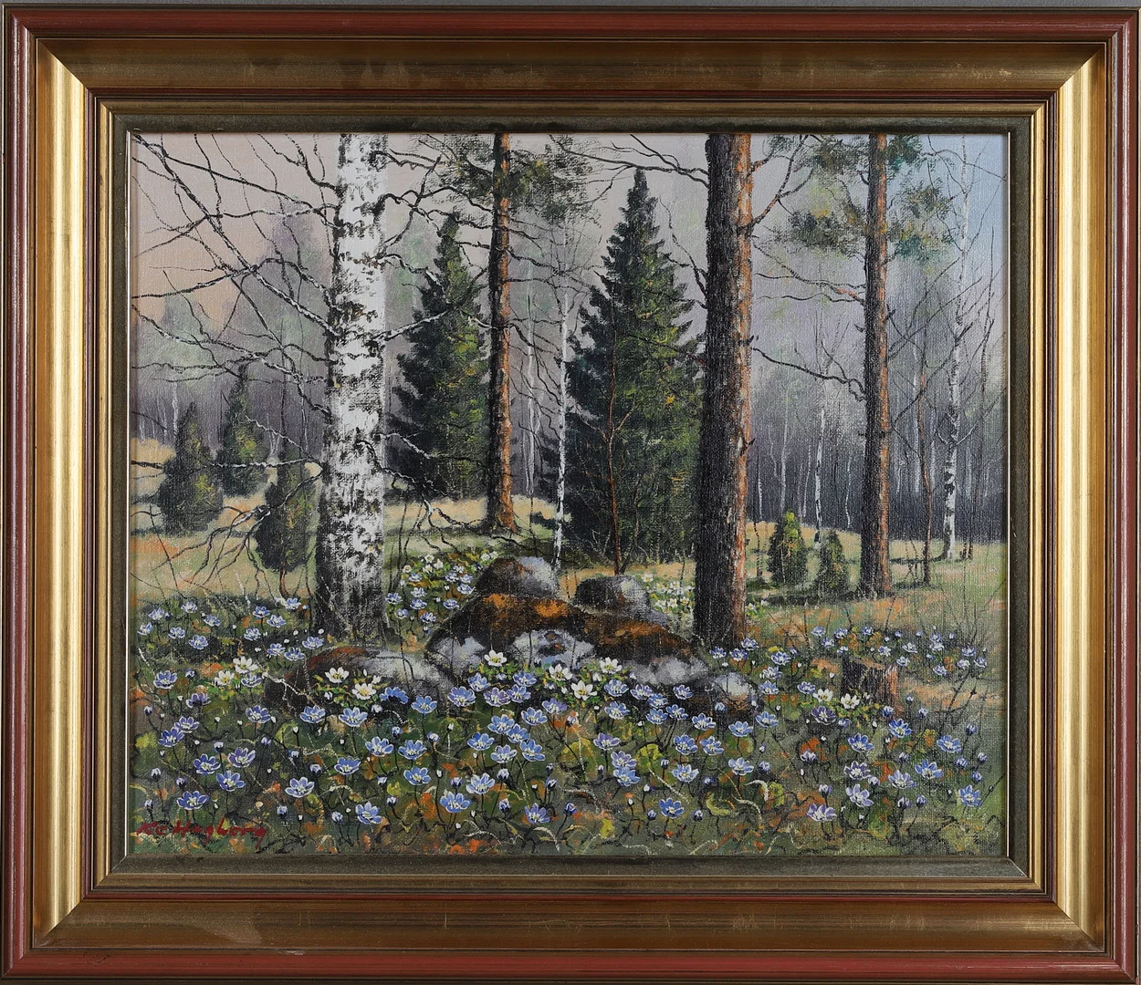 KARL ERIK HAGBERG. Olja på duk, skogsmotiv, signerad. — Paintings — Gomér & Andersson Norrköping