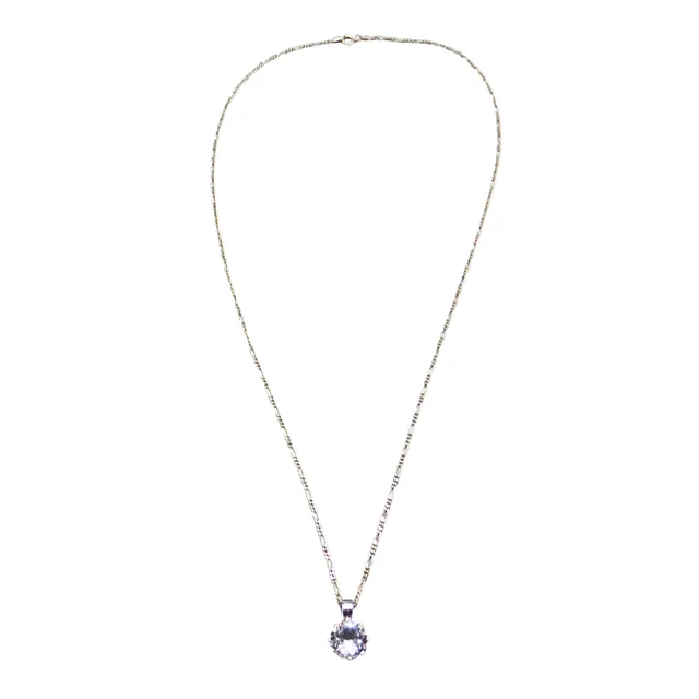 FIGAROKETTE AUS 835ER SILBER MIT SOLITÄR-ANHÄNGER.