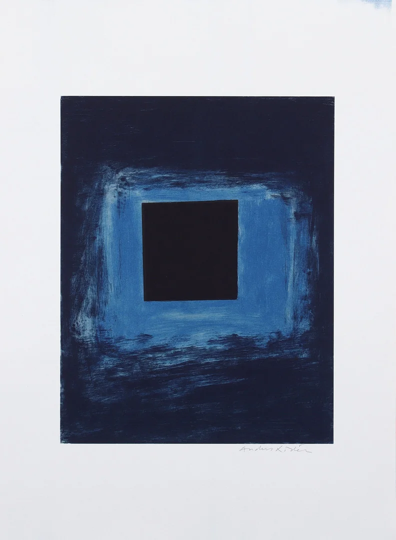 ANDERS LIDÉN. "Points of light moving on a square", litografi, signerad. — Engravings & Prints — Stadsauktion Sundsvall