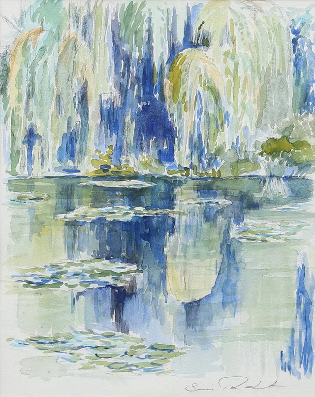 SUNE RUDNERT. Näckrosdammen Giverny, akvarell, signerad.