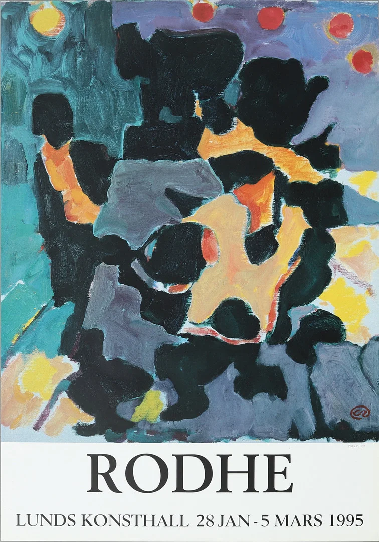 LENNART RODHE. Utställningsaffisch "Polka", Lunds Konsthall 1995. — Engravings & Prints — Garpenhus Auktioner
