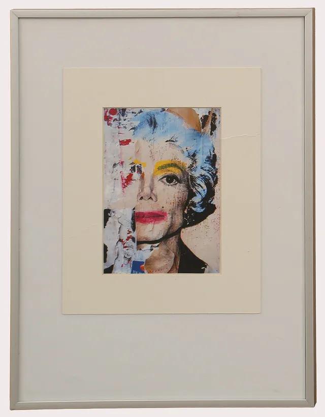 PORTRÄTT AV MICHAEL JACKSON, rastertryck, i färg. Influerad av Andy Warhol stil.