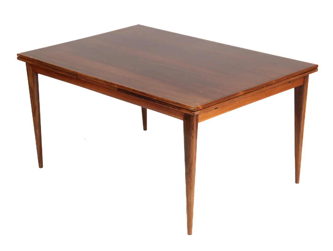 N.O. Møller. Rosewood dining table with Dutch extension, 1960s — Furniture/Dining tables, dining room furniture — Lauritz