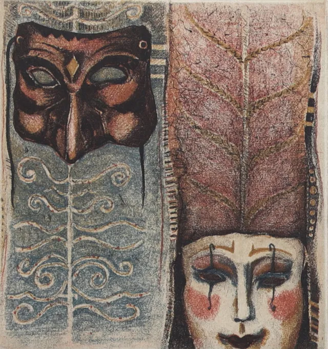 IRENE JARZ. Masker. Färgetsning, signerad och numrerad 46/150.
