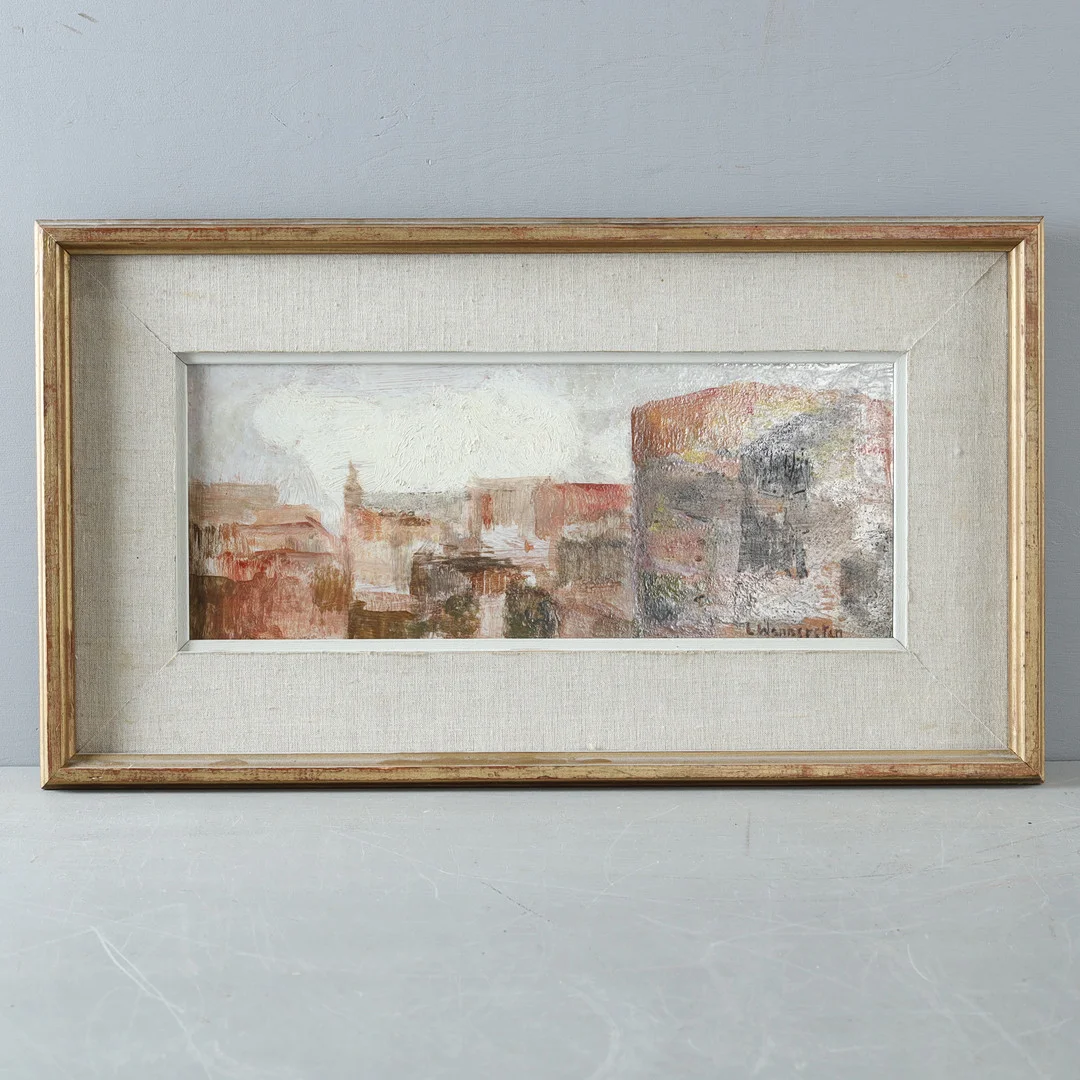 LENNART WENNERSTEN (1928-2015). Husfasader, olja på pannå. — Paintings — Stockholms Auktionsverk Helsingborg