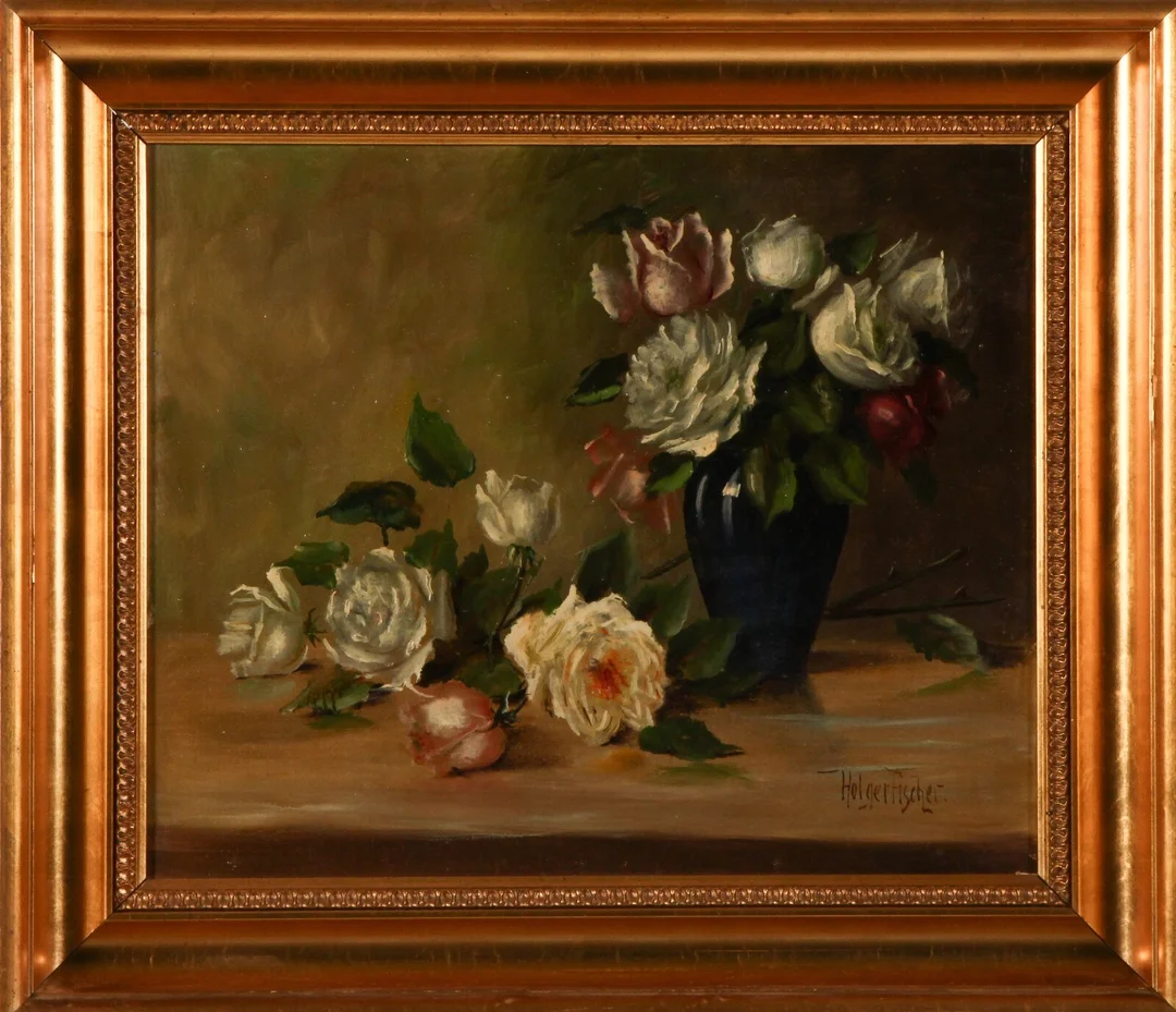 Holger Fischer. Arrangement with roses — Paintings and sculptures/Older pictorial arts — Lauritz