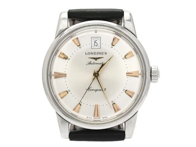 LONGINES, Conquest, Heritage, Cal 633 (ETA 2824-2), Ref nr. L1.611.4.75.2, Serie nr. 28265184, Boett nr. 7290 / 633, herrur, 35 mm, stål, automatisk, plexiglas, datum, skadad urtavla, läderband, originalspänne, ca 1997, box, ytterkartong.
