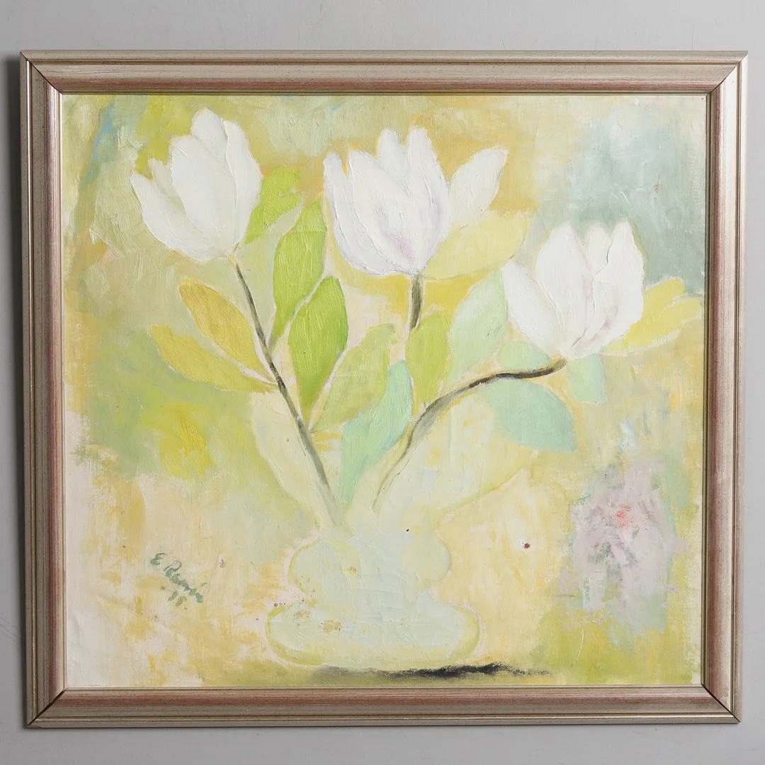 EBBA RAMÉN (1910-1957). Olja på duk, blomsterstilleben, signerad -45. — Paintings — Örebro Stadsauktioner