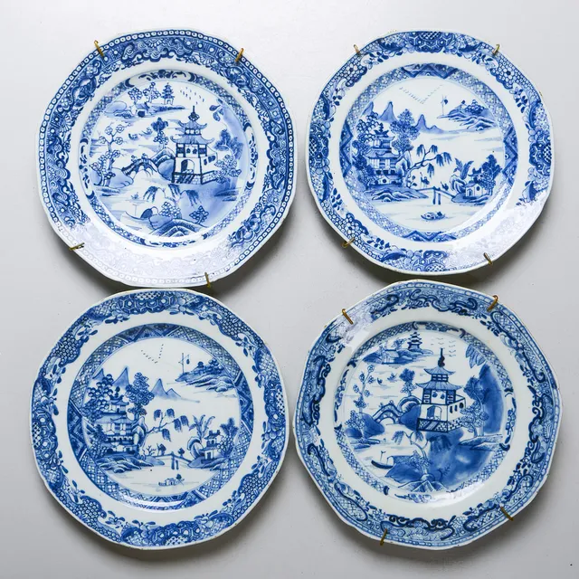 TALLRIKAR, 4 st, Kina, 17/1800-tal, Qing.