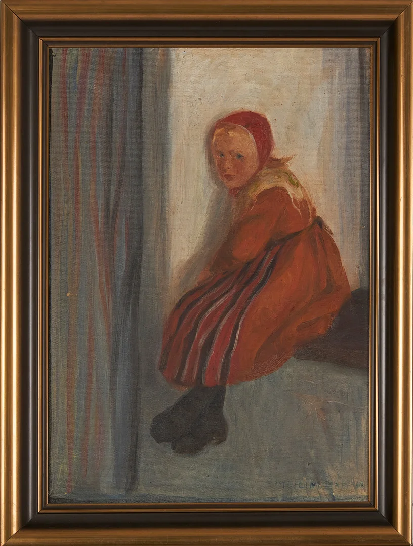 MAJ LINDMAN (1886-1972). Allmogeflicka, olja på duk. — Paintings — Stockholms Auktionsverk Magasin 5