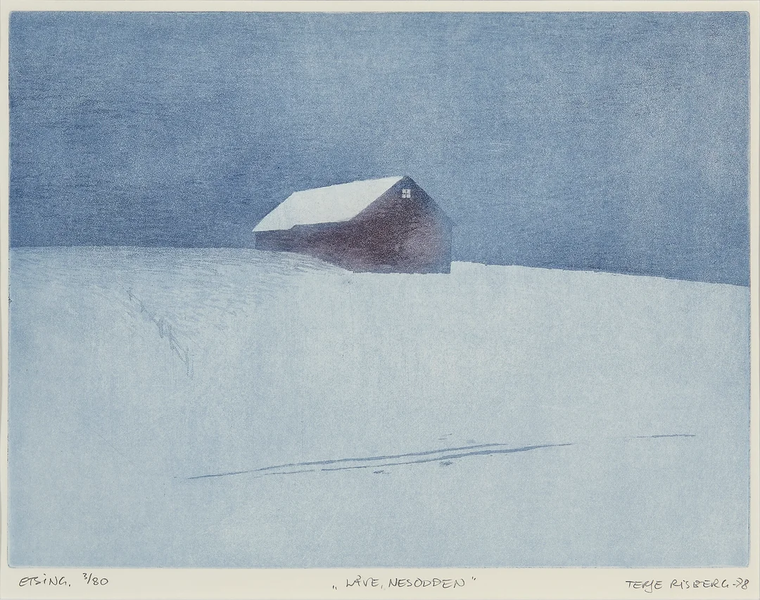 Risberg, Terje — "Låve, Nesodden" 1978 — Kunst/Grafikk — Blomqvist