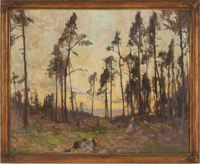 ESTHER KJERNER (1873-1952) Skymningslandskap, oljemålning på duk, signerad E Kjerner.