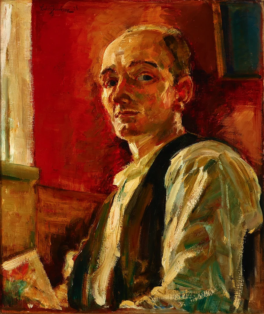 LUDVIG JACOBSEN (1890-1957). Selvportræt, olie på lærred, signeret og dateret 1928. — Paintings — Palsgaard Kunstauktioner