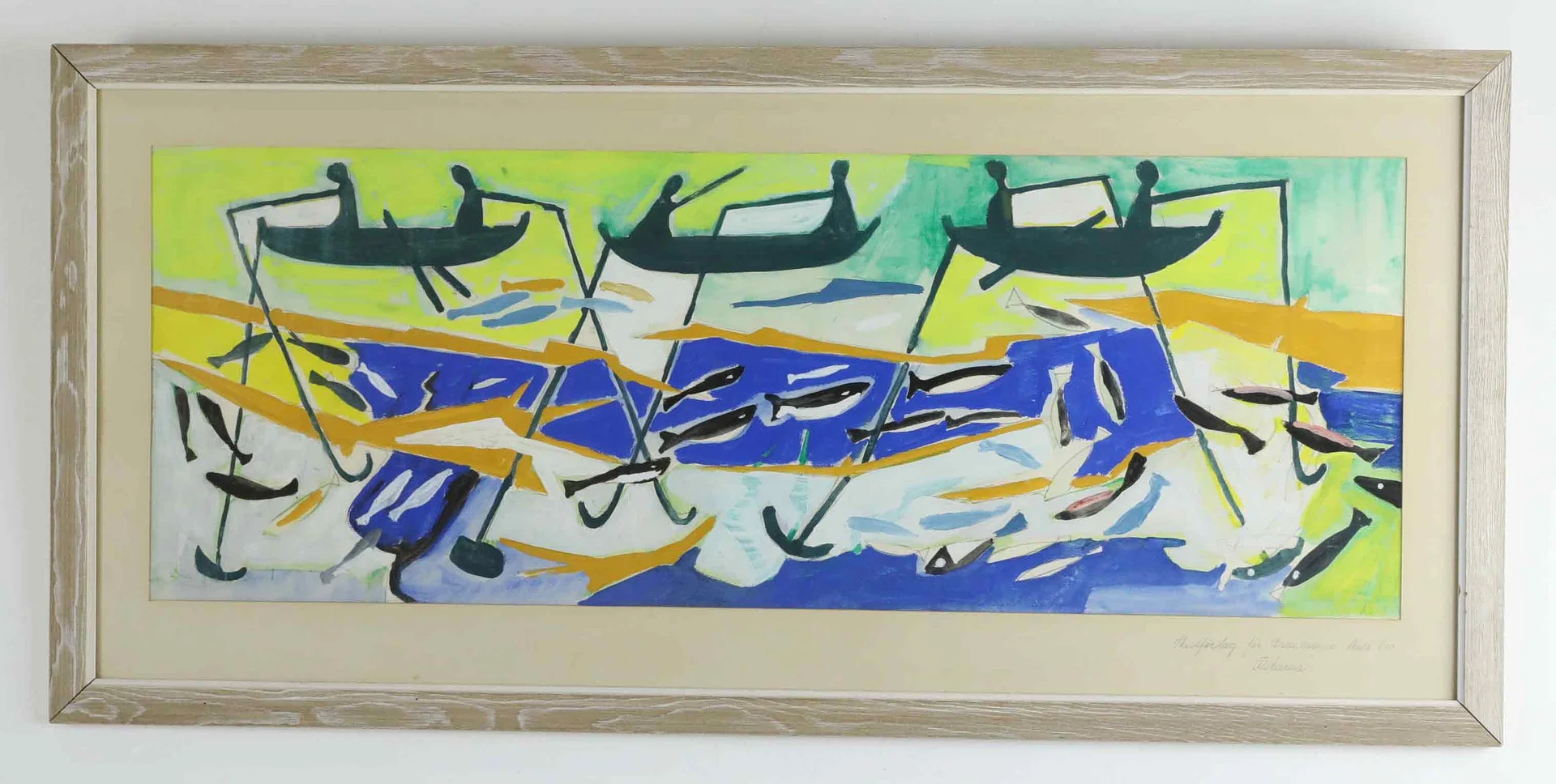 BENGT LINDSTRÖM. Gouache, "Fiskarna", osignerad. — Paintings — Hälsinglands Auktionsverk