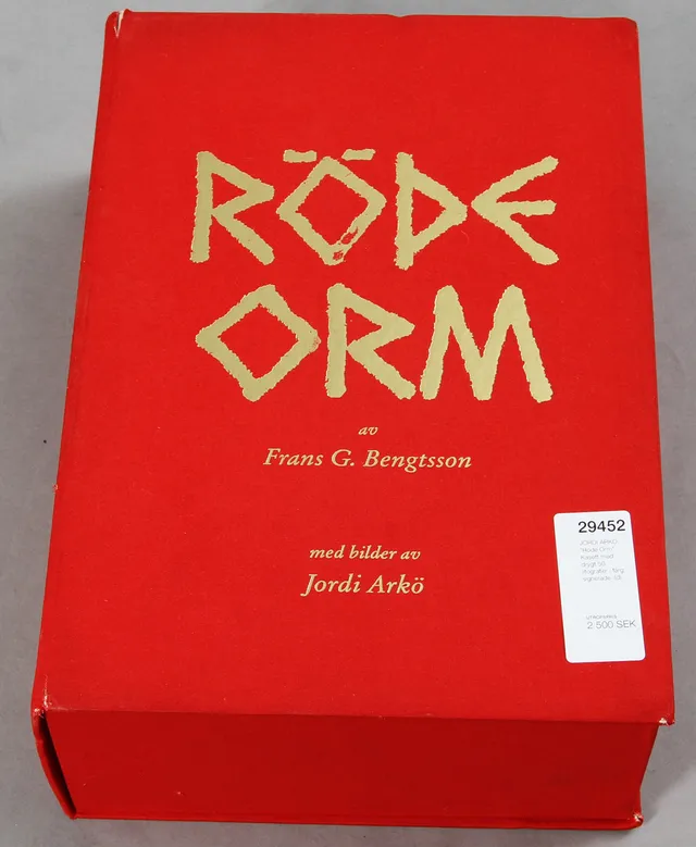 JORDI ARKÖ. "Röde Orm". Kasett med drygt 50 litografier i färg, signerade.