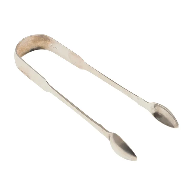 A GEORGE III PAIR OF SILVER SUGAR TONGS.