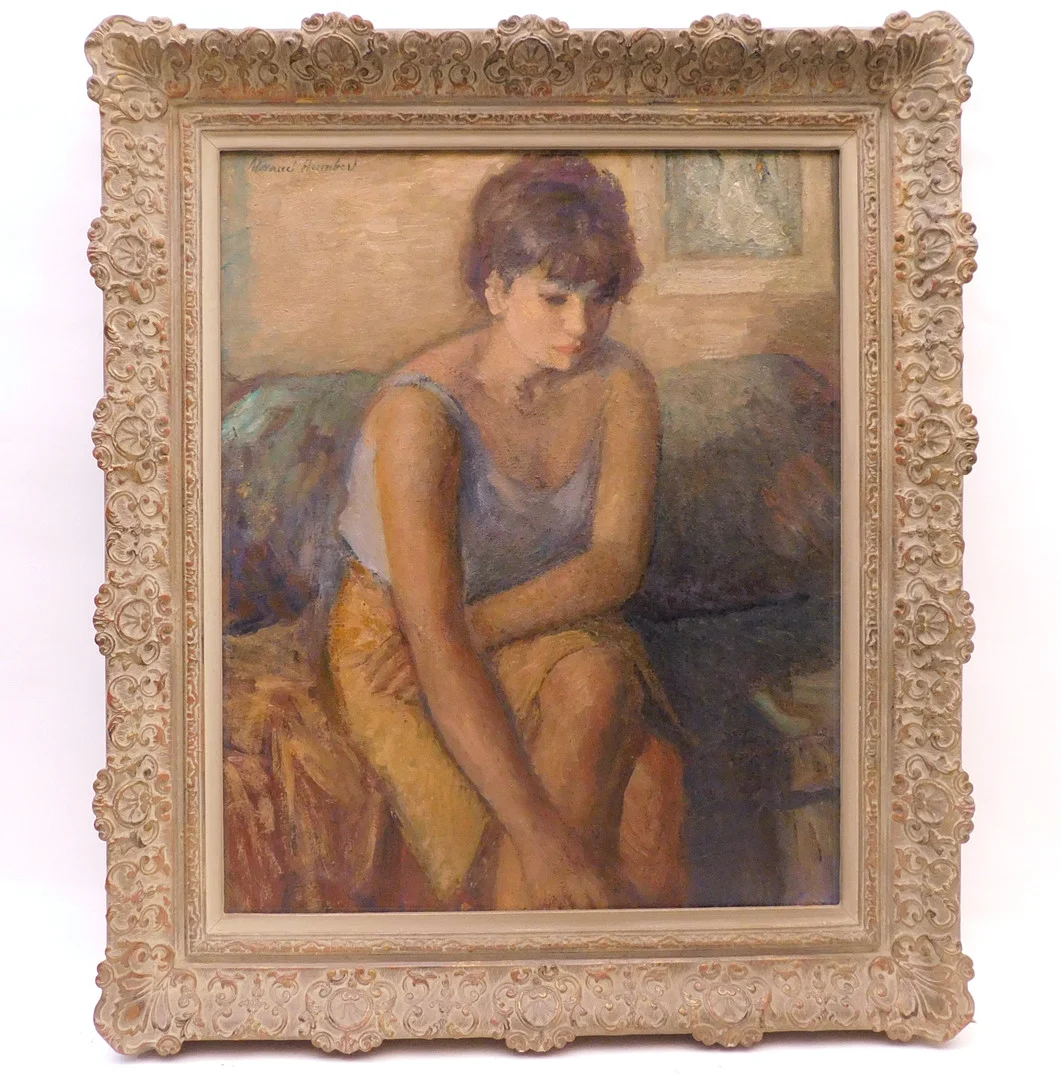 MANUEL HUMBERT ESTEVE. FIGURA FEMENINA, óleo sobre lienzo. — Paintings — Barcelona Auctions