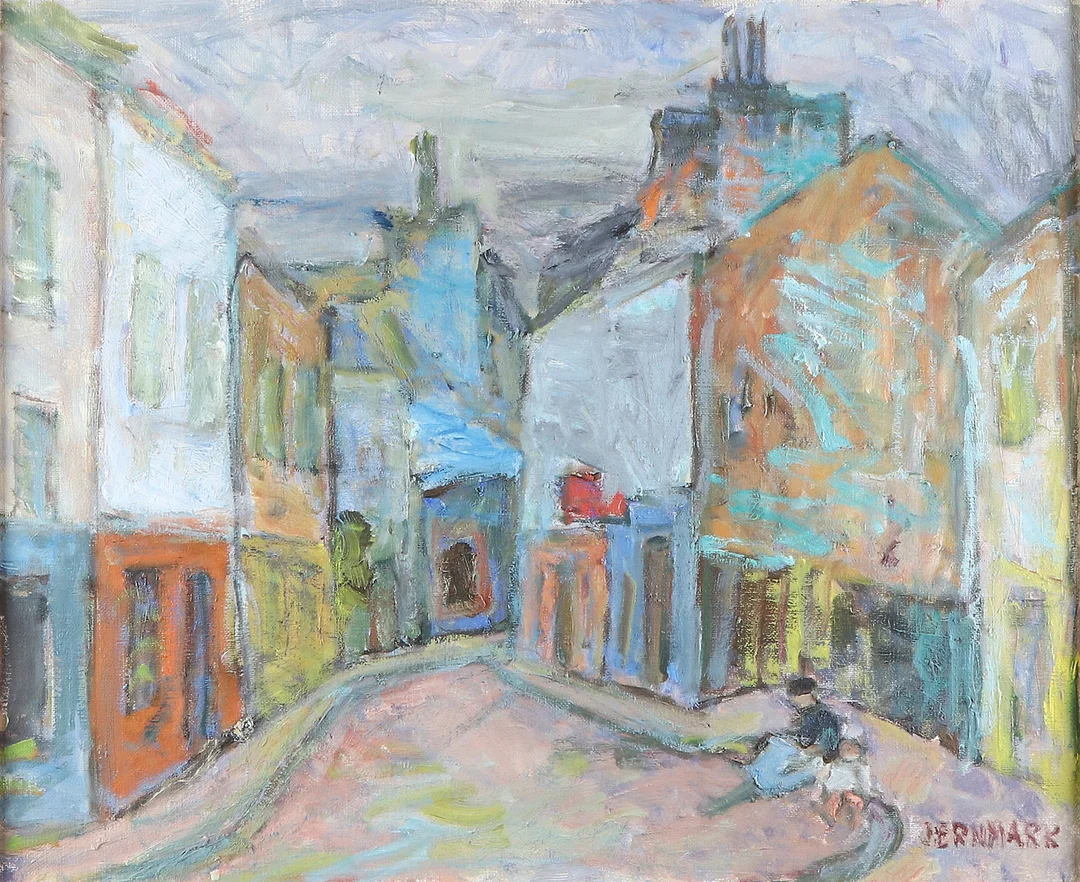 SIGGE JERNMARK. Oljemålning på duk. Signerad. "Parisergata". — Paintings — Skånes Auktionsverk