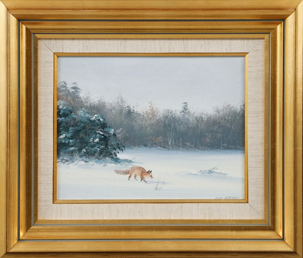 ARNE ANDERSON. Räv i vinterlandskap, olja på duk, signerad. — Paintings — Göteborgs Auktionsverk