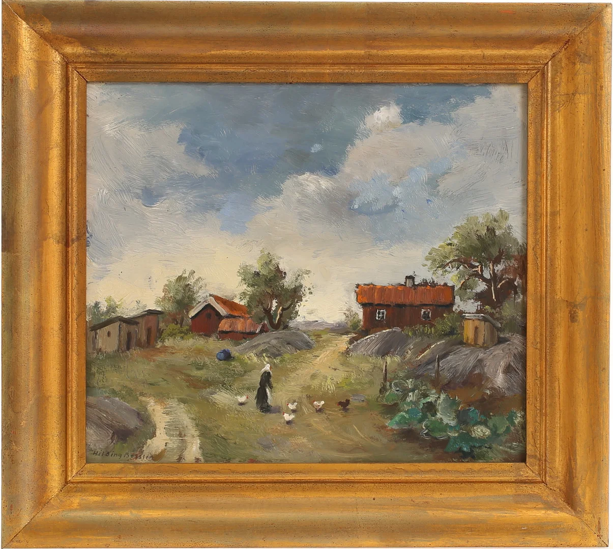 HILDING BOSSLER. Olja på pannå, signerad. — Paintings — RA Auktionsverket Norrköping