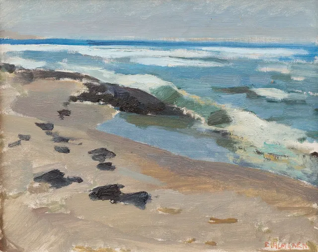 ERIK ALMGREN. "Vägen till stranden", Österlen, olja på duk, signerad.
