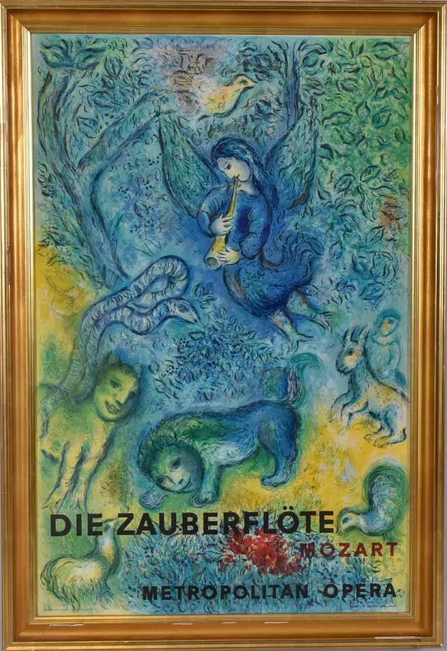 MARC CHAGALL. litograferad poster, "Die Zauberflöte".