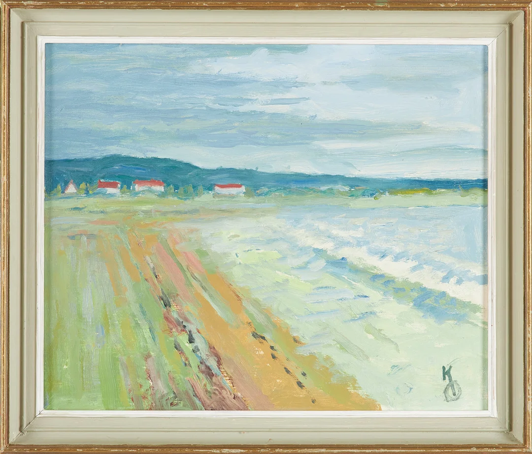 KNUT OLSON. "Skånekust", olja på pannå, monogramsignerad KO. — Paintings — Stockholms Auktionsverk Sickla
