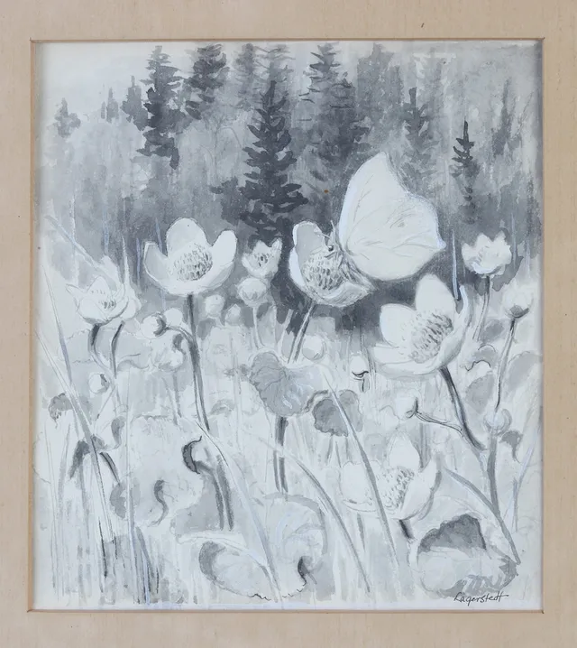 GEORG LAGERSTEDT. AKVARELL. "Citronfjäril". Signerad.